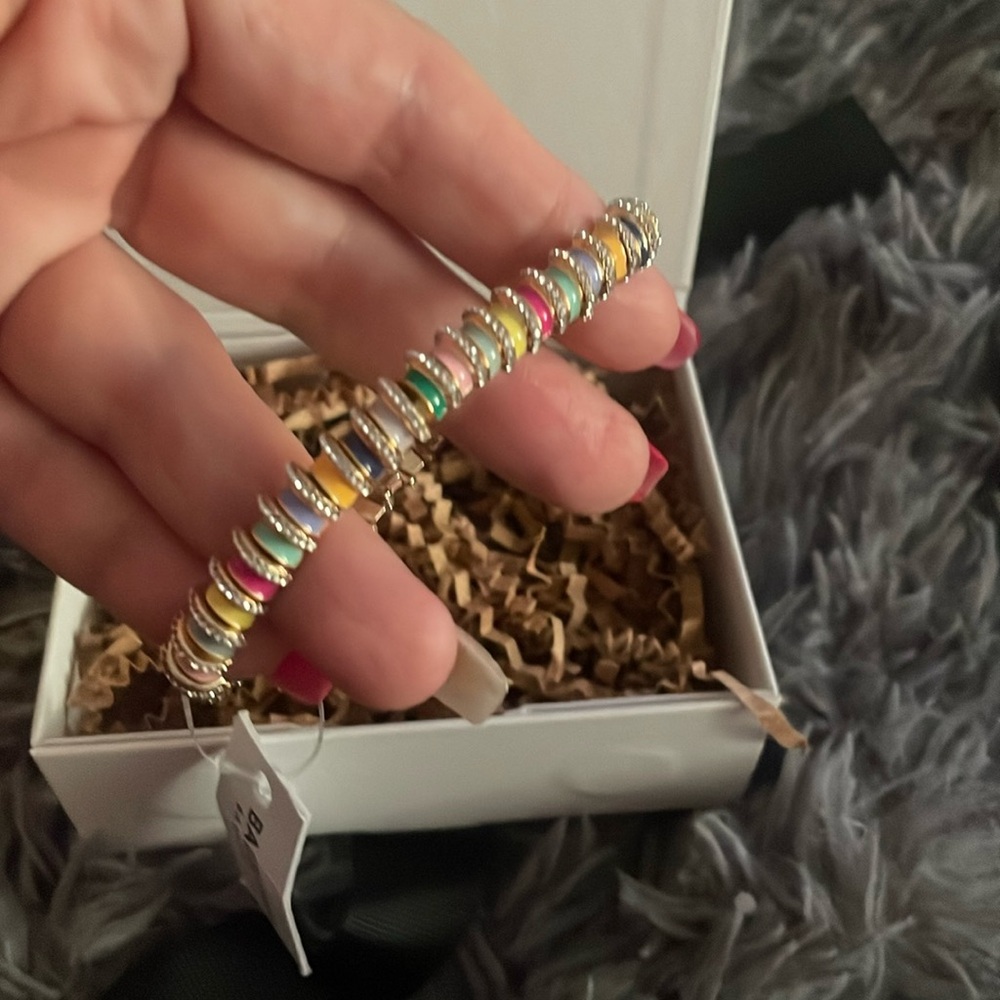 NWT Baublebar multicolor stretch bracelet with rhinestone with box